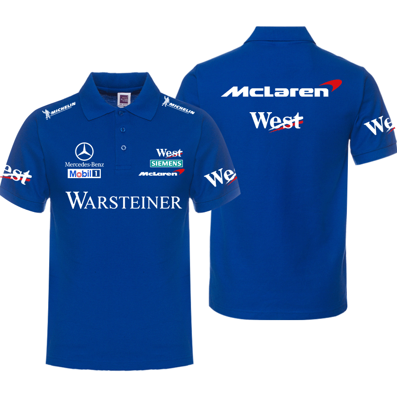 Polo West McLaren Mercedes Benz Mobil 1 Warsteiner Homme Col Revers Couleur Unie